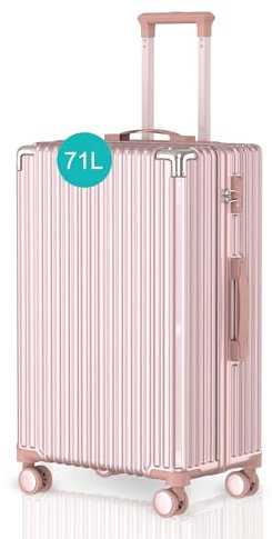 Voyagoux Valise Moyenne - 71L, Valise Rigide, Valises avec Serrure TSA, ABS, 4X 360° Roue, Suitcase, Robuste et léger Suitcase, 67x48x27, Roségold