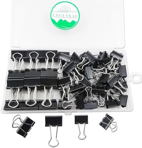 FZGUSYAF 72 Metallo Clip 15/19MM Nero Molle Fermacarte per Ufficio Scuola Home