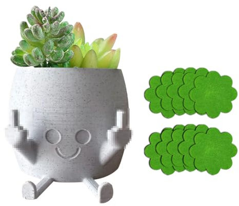 HyzaPhix Pot de Fleurs Succulent Pots Horticoles Jardinière Mélange de succulentes pour Petites Plantes Fleurs Cactus Maison Décorations Décor (Grey)