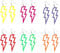 LuLiyLdJ 6 Paar Blitz Ohrringe 80er Jahre Accessoires, 90er Jahre Accessoires, Ohrringe Grün, Ohrringe 80er Jahre Damen, Neon Ohrringe