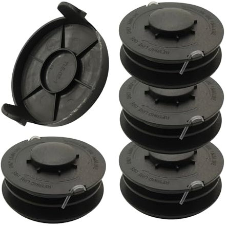 GC-ET 4530 Rasentrimmer Spule für EINhell, Ersatzfadenspule Kompatibel mit EINhell RTV 400, RTV 550, RTV 550/1, 2mm 10m, Rasentrimmer-Zubehör (4 Spule + 1 Abdeckung)