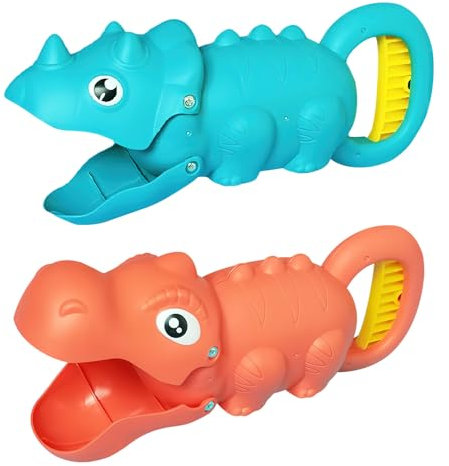2 Stück Sandgreifer Kinder Tyrannosaurus Rex Triceratops Greifer Handbagger Sandspielzeug Sandbohrer Spielzeug Strandspielzeug Sandbagger für Strand Sandkasten Schnee Schaufel für Kinder ab 3 Jahre