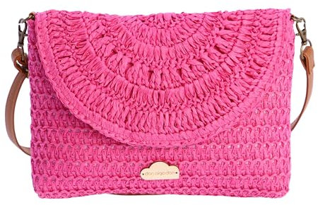Don Algodon - Pochette Donna paglia con cerniera elegante - borsa spiaggia donna - borsa paglia donna - borse di rafia fatta a mano - borsa paglia mare - borsa spiaggia donna - borsa rafia - Leira