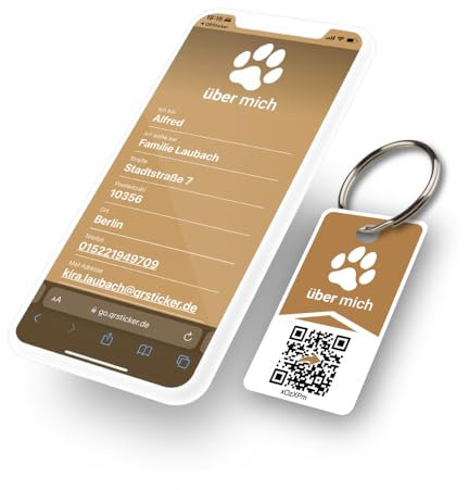 Pet Tags 3er Set QR-Code Anhänger für Hunde und Katzen per gratis App personalisierbar inkl. 3 Edelstahlringe zur Befestigung