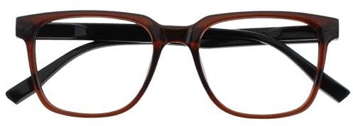 OPULIZE LEO Lesebrille - Großes Rechteckiges Gestell - Braun - Schwarze Bügel - Herren Damen - Federscharniere - R55-2 - +2.00