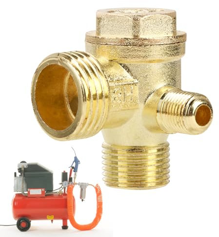 Valvola di Anti Ritorno per Compressore 3 Porte 20×16×10mm Non ritorno Compressore D'Aria 90 ° Maschio Filettato Accessori di Collegamento per Compressore