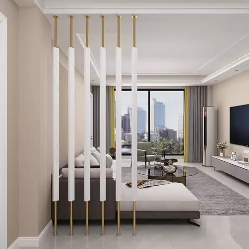 Elitix Paravent Raumteiler Tragbare Trennwandlamellen als Raumteiler Vom Boden Bis zur Decke, Sichtschutzzaun-Set mit 6 Pfosten/Dekorative Säulenstützen, Trennwände in Säulenform(250cm(8.2ft))