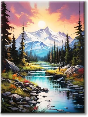 Yiminu.DS Diamond Painting Erwachsene, Diamant Painting Bilder Blumen 30x40cm 5D Diamond-Painting Diamant Painting Bastelset BastelnWanddeko, Landschaft Gebirgsfluss