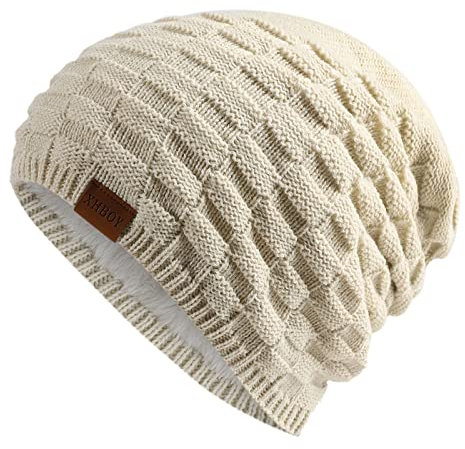 Haarkappe Braids Haarhaube Trockner Dauerwelle Faltbarer handgefertigter Ohrenschutz für Damen, warme Wollmütze, Baumwoll-Mütze, Strickmütze, Mütze Schal Damen Gelb Mütze Schal (White, One Size)