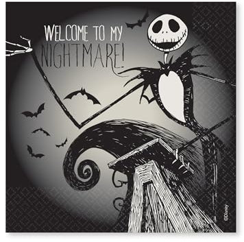 16 Napkins Nightmare Before Christmas for Halloween, Party and Birthday | Scary Party Children's Birthday Napkins Paper Napkins