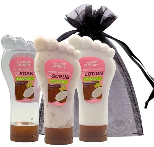 Ensemble de soak, gommage et lotion pour les pieds – Coffret cadeau de soins des pieds pour pieds secs et fatigués | Kit de spa exfoliant pour les pieds pour le trempage, le gommage et le traitement