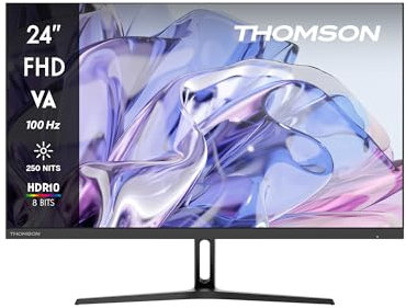 THOMSON 24 Pouces Moniteur Full HD, fréquence de rafraîchissement de 100 Hz, Panneau VA, Contraste 4000:1, HDMI, Low Blue Light, Montage VESA 75x75, Noir, M24FB2Y14
