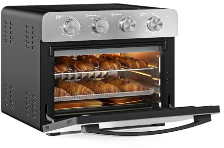 Ometa Mirrored 25L Air Fryer Oven with 7 Cooking Functions & Accessories, Rotisserie, Bake, Dehydrate, Defrost, Pizza, Countertop Convection Mini Oven with 360° Hot Air Circulation