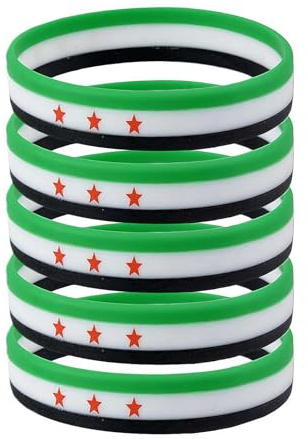 pulunto Silikonarmbänder mit syrischer Flagge, Gummiarmbänder, weiß-grün-schwarze Syrien-Flaggen-Armbänder, unterstützt Syrien, freies Syrien-Armband für Outdoor-Sportarten und patriotische