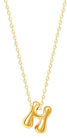 Viwind Buchstaben Anhänger Halskette Damen Kette 18k Gold A-Z Halskette für Damen Bubble Letter 48cm Einstellbar Mit Geschenkbox