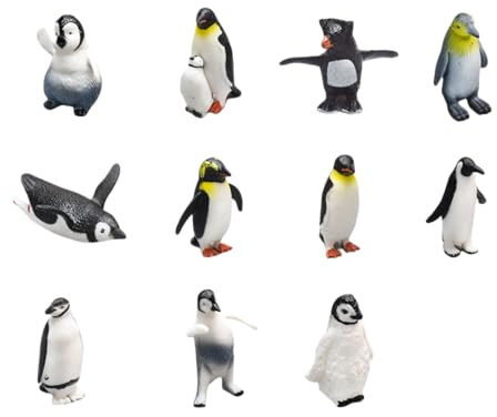 OFGAOO 12 Stück Pinguin Tiere-Figuren Set, Realistische Pinguinfiguren Spielzeug Pinguin Figur Modell Pädagogisches Spielzeug für Kinder Nette Figuren für 5 6 7 8 Jahre alte Jungen Mädchen