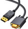 Duttek Câble Adaptateur DisplayPort vers VGA 1.8M, Mâle DP Plaqué Or vers Mâle VGA 1080P pour Ordinateur, Moniteur, Projecteur