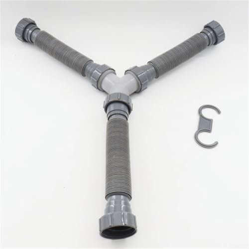 Tubo de drenaje flexible para fregadero, kit de drenaje de fregadero de doble tazón ajustable, desagües de trampa P de 1-1/2 y 1-1/4 pulgadas para cocina