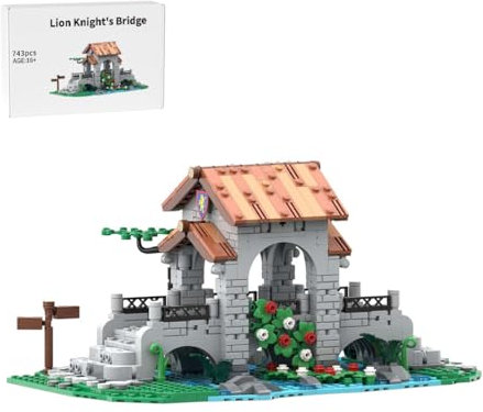 BlocteckToy Mittelalterliche Löwenritterburg Klemmbausteine 743 Stück Ritterburg Gebäude Groß MOC Set für Erwachsene, MOC-161587