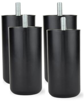 TENDAGGIMANIA Möbelfüße 12CM Schwarz - Schraubendurchmesser 1 cm - Füße für Möbel, Sofa, Sessel, Bettcontainer - Einfache Installation- 4er Set