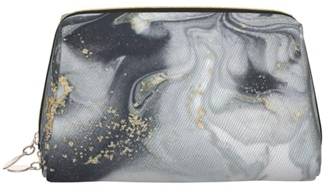 Orientalische Kosmetiktasche aus Marmorstein-Leder, Reisefreundliche Make-up-Tasche für Damen, gold, Einheitsgröße, Kulturbeutel