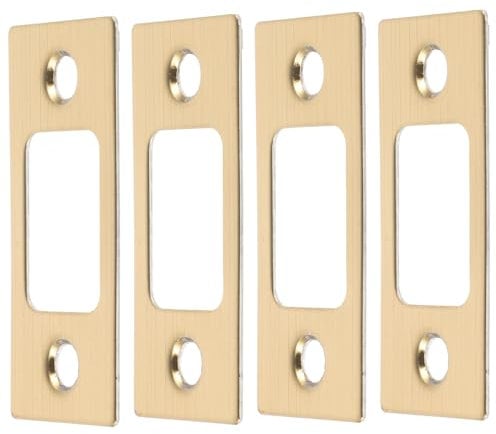 HOUDERCO 4 Piezas De Accesorios De Cerradura De Puerta Pestillo De Refuerzo Placa De Puerta De Metal Placa De Fijación De Cerradura De Puerta Placas De Cierre De Puerta Placa De Metal