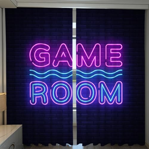 MOXINO 3D Gamer Vorhänge Verdunkelung 2er Set mit ösen Gamer Gardinen Kälteschutz Vorhang Blickdicht Schiebevorhänge für Wohnzimmer Schlafzimmer B 140 x H 160cm（Muster 15-15）