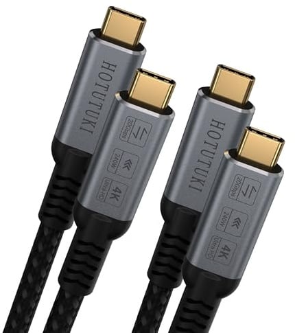 usb-kabel 2m [2Pack] Compatible with Thunderbolt 4/3 kable, USB 3.2 Gen2 Type C, 20Gbps Data Transfer, 240W 20V/5A Fast Charging Cable, 4K Video USB-C Display for Laptop