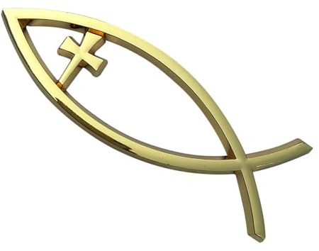 OSNIYAW Christliche Ichthys Fisch Aufkleber, wetterbeständig, Selbstklebende Aufkleber, Retter Fisch Autoaufkleber für Fahrzeuge und Laptops, religiöses Auto Set