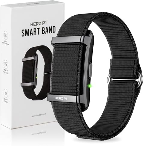 Herz P1 Smart Band Bracelet - Health Wristband Fitness Tracker for Heart Rate, Sleep, Stress, Track Steps, Activity & Body Temperature, 30 Days Battery, Subscription Free App, 1ATM Water Resistant