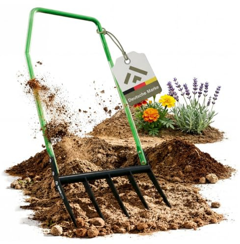 novaterra® Grabegabel 5 Zinken, Broadfork aus Stahl zur Bodenlockerung