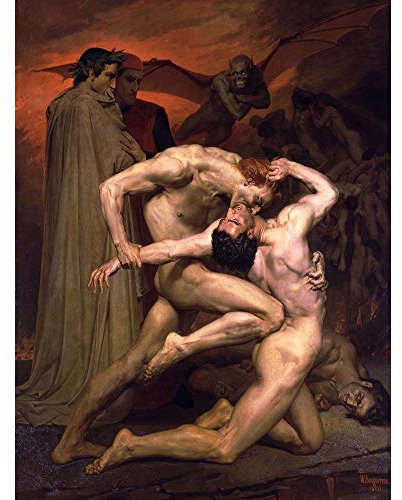 Wee Blue Coo William Adolphe Bouguereau Dante Virgil Hell Old Painting Art Print Poster Wall Decor Kunstdruck Poster Wand-Dekor-12X16 Zoll