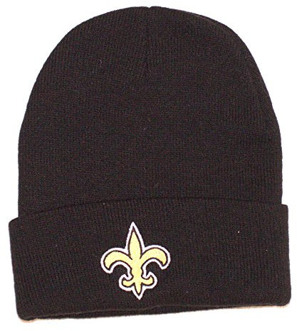 Reebok New Orleans Saints Beanie-Mütze, schwarz, mit Bündchen – NFL Manschette Winter Knit Toque Cap