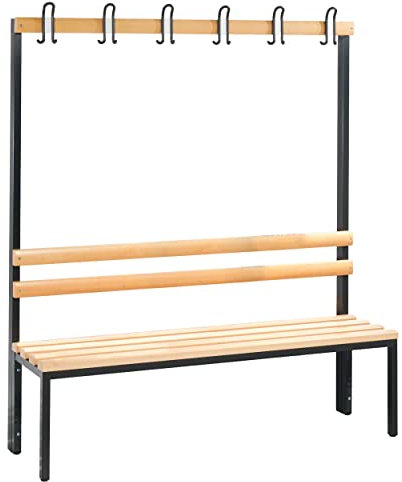 Sport-Tec Garderobenbank Umkleidebank Fitness Studio ohne Schuhrost 6 Haken 165x150x40 cm