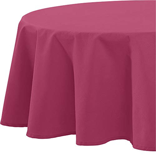 REDBEST Tischdecke, Tischwäsche Uni Seattle, 100% Baumwolle Beere Größe rund: 160 cm Ø - Robustes, glattes Gewebe, mit hochwertigem Kuvertsaum