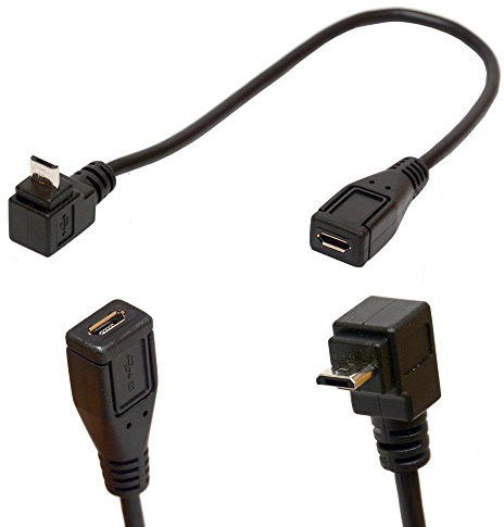 Micro B 5 Pin right angle 90 degree Extension Cable Male to Female adapter 25cm Syncing & Charging USB Cable (DOWN)
