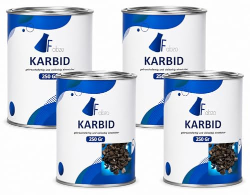 Flabzo (Varianten 0,5kg-3Kg) Karbit (Kabit Kabitt karbitt Karbit Karbid Steine) nur 6% Staubanteil lang anhaltendes Gas (Karbid Lamp Lab Nr.26398837)(24h Sofort - Versand (4x250gr)