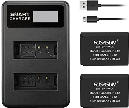 2 Stück 1250 mAh LP-E12 Akku mit LCD LP-E12 LPE12 Akku-Ladegerät für EOS M50,EOS M50 Mark ii,EOS M10,EOS M100,EOS M200,EOS M,EOS M2,Kiss M,Kiss M2