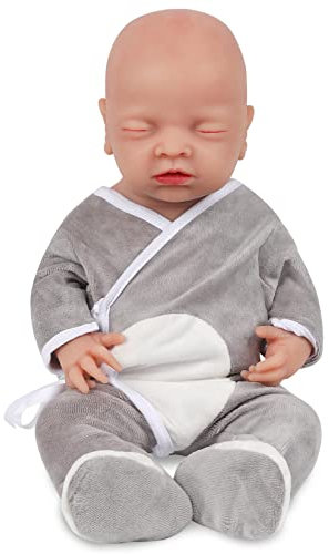 Vollence Bambola Neonata in Silicone da 46 cm con occhi chiusi, corpo in silicone morbido e realistico, Peso realistico, anatomia dettagliata, Perfetta come regalo per Natale o Baby Shower