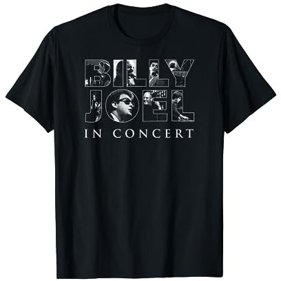 Billy Joel - Offizielles T-Shirt, Herren, Schwarz, S, Klassische Passform, Kurzarm, Crew-Neck, Buchstabenmuster