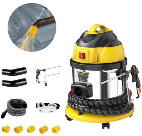 QPKING HTS558 Auto Walnussstrahlgerät für Einlassventile,1200W,2kg Granulat | 13-L-Tank mit Absaugung, Staubfilter und 5 Adaptern; 220-240 V, EU-Stecker, Kompressor erforderlich