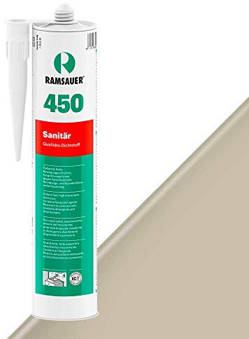 RAMSAUER 450 Sanitär 1K Silikon (Sahara) - 310ml Kartusche, ideal für Feuchträume & Nassbereiche, Lebensmittelbereich, leicht verarbeitbar, schnelle Tiefhärtung, optimale Glättbarkeit