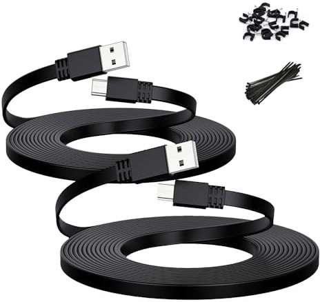 Itramax Micro USB Power Cable 9M/2Pack,Flat Micro USB Charging Power Cord,Charger for Wyze Cam V3,Pan V4,Arlo Q,Nest Yi,Blink XT XT2 Mini Outdoor 3(3rd Gen) Camera,Zmodo,Netvue,Xbox One Controller