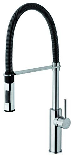 Paffoni LIG179STNO Miscelatore lavello cucina Professional 2 Getti ABS Minimal con molla NERA serie LIGHT Steel Looking