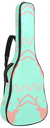 Gitarren-Gigbag, wasserdicht, Reißverschluss, weicher Gitarren-Rucksack, Bass, Akustik- & Klassische Folk-E-Gitarrentasche, Elch-Hörner mit Hörnern