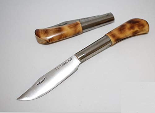 Navaja artesanal TARAMUNDI boj quemado punta vuelta Caza, Pesca, Camping, Outdoor, Supervivencia y Bushcraft + Portabotellas de regalo