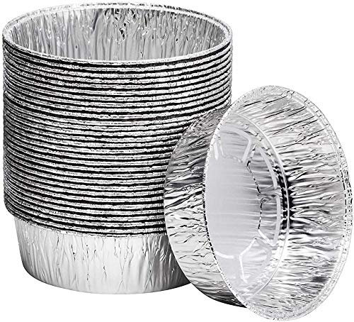 Ulalaza 30 pezzi rotondi 18,5 x 4 cm vassoi usa e getta in foglio di alluminio contenitori per arrostire pentole in stagnola contenitori per la cottura al forno conservazione congelata di alimenti