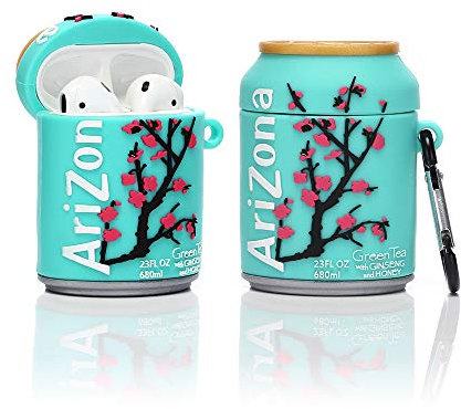 YIGEYI Silikon Hülle Kompatibel mit Airpods 1 & 2 Funny Cute 3D Cartoon Case Cover[Bierdosen Trinken Serie ] (Arizona Getränk)