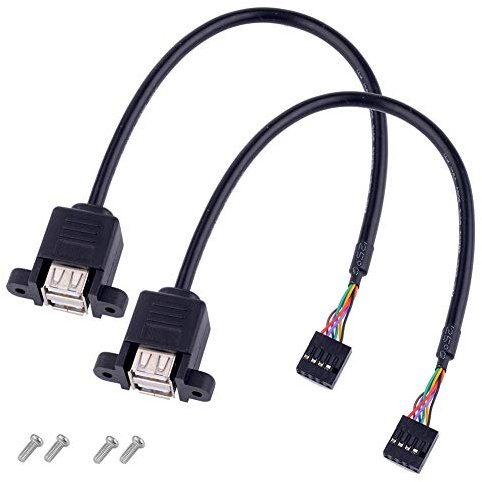 euroharry 2X 30cm USB 9Pin zu Dual USB 2.0 Port mit Ohren sichere | Verlängerung Kabeladapter