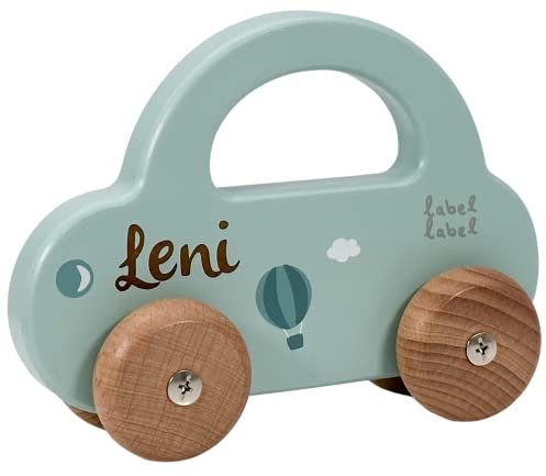 Holz Spielzeug Auto mint - personalisierbar I Geschenk zur Geburt & Taufe I Handmade Holzspielzeug ab 1 Jahr I Personalisierte Geschenke Baby I Holzauto mit Name & Geburtstdaten